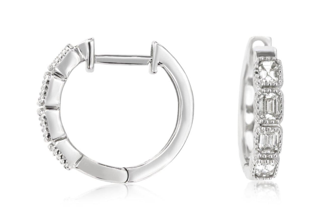 14K Diamond Huggie Hoop Earrings