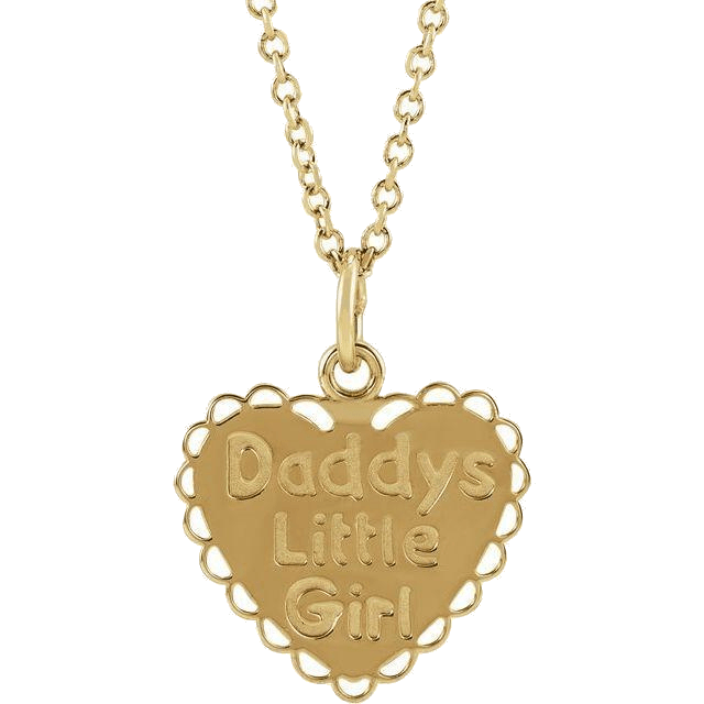 Heart Necklace Daddy's Little Girl Necklace 14K Solid White