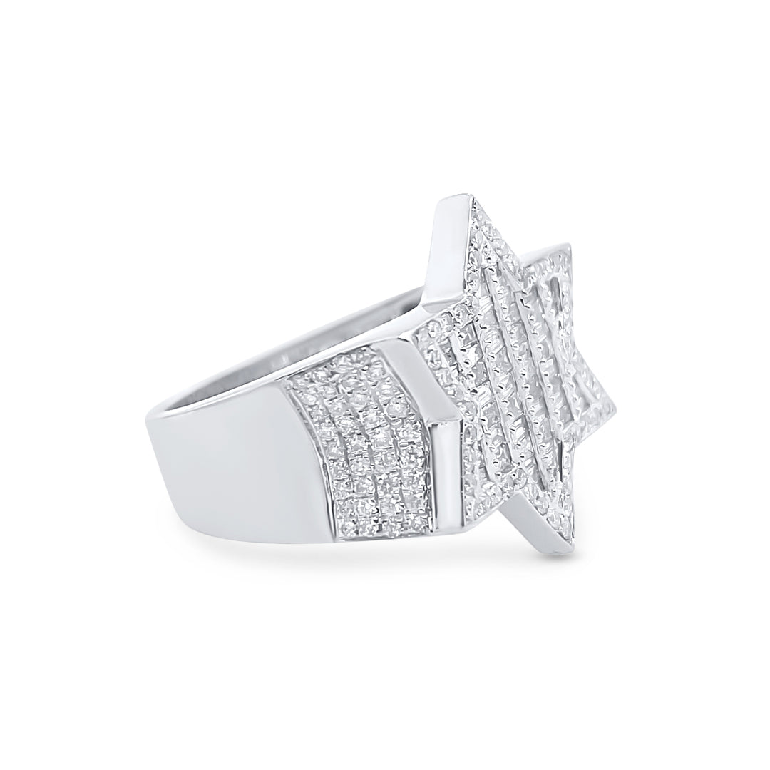 14K White Gold Diamond Star Ring