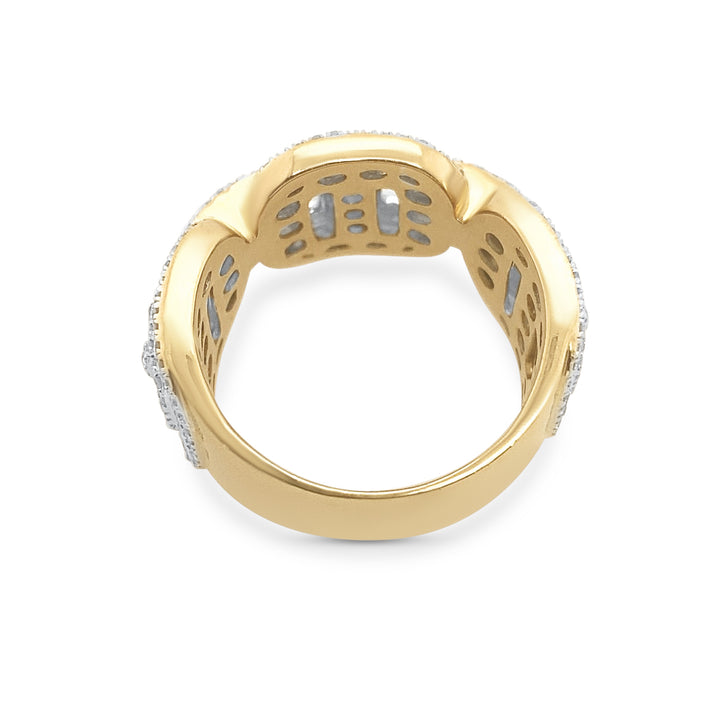 14K Yellow Gold Diamond Baguette & Round Mariner Ring