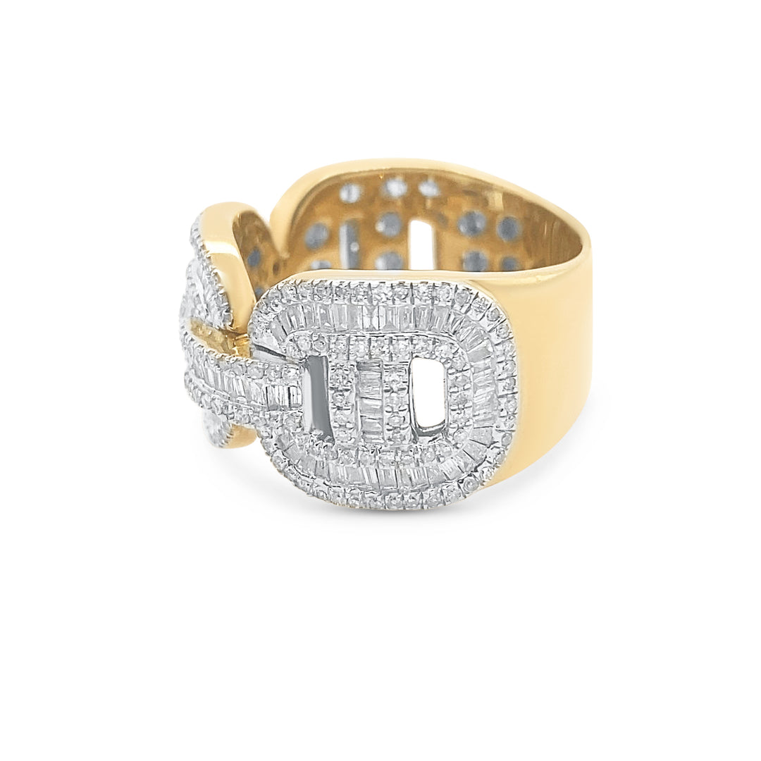 14K Yellow Gold Diamond Baguette & Round Mariner Ring