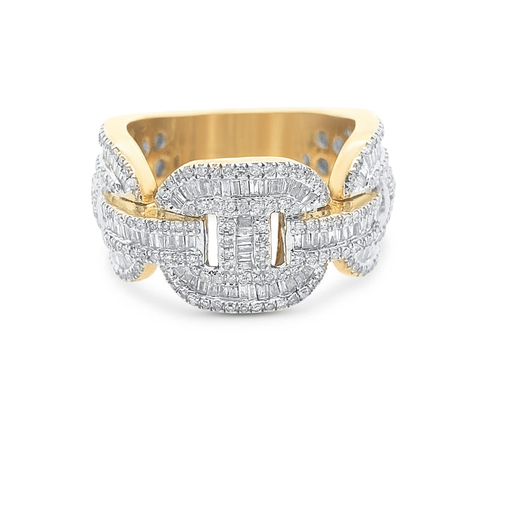 14K Yellow Gold Diamond Baguette & Round Mariner Ring