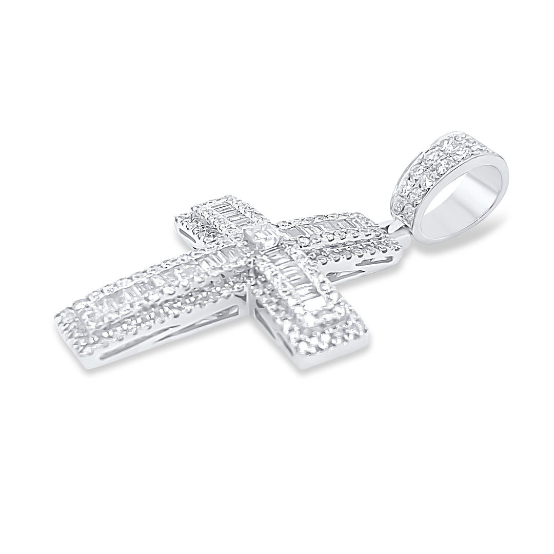 14K White Gold & Diamond Cross Pendant