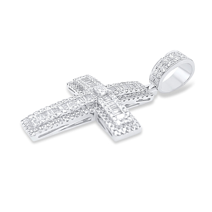 14K White Gold & Diamond Cross Pendant