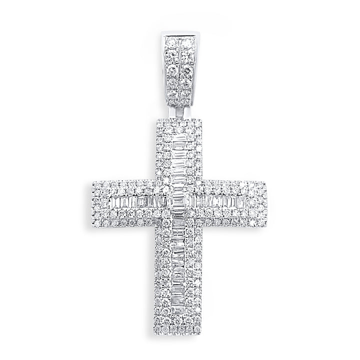 14K White Gold & Diamond Cross Pendant