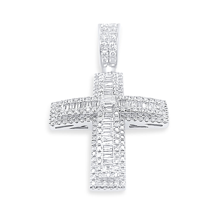 14K White Gold & Diamond Cross Pendant