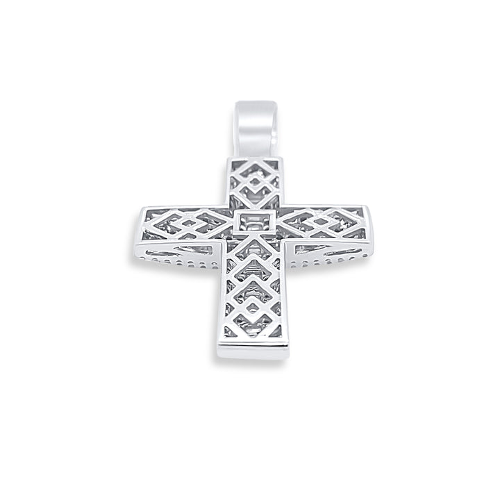 14K White Gold & Diamond Cross Pendant