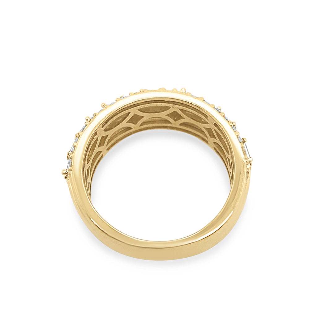 10K Yellow Gold Diamond Baguette & Round Ring