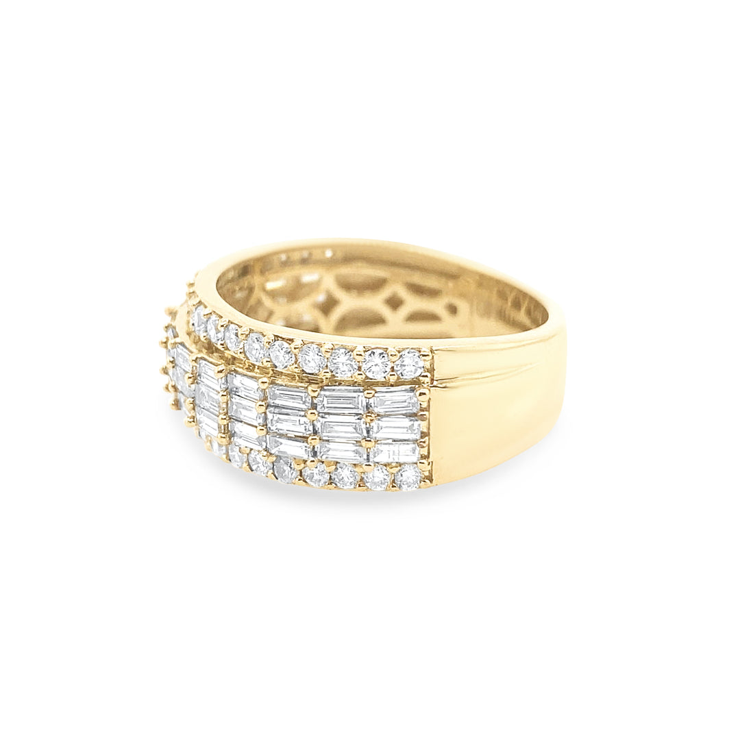 10K Yellow Gold Diamond Baguette & Round Ring