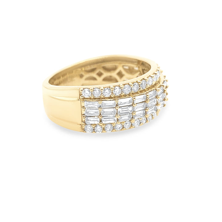 10K Yellow Gold Diamond Baguette & Round Ring