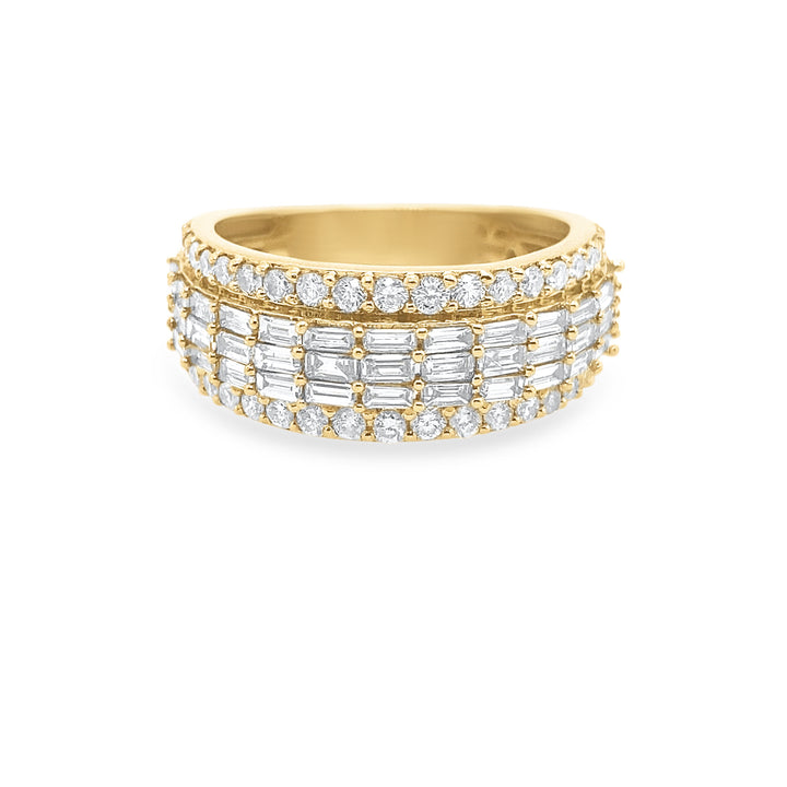 10K Yellow Gold Diamond Baguette & Round Ring