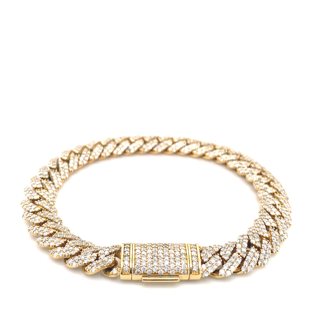 10K Yellow Gold Cuban Diamond Bracelet