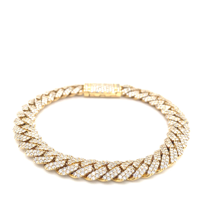 10K Yellow Gold Cuban Diamond Bracelet