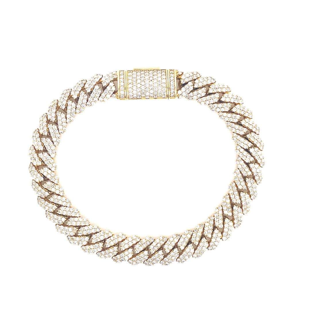 10K Yellow Gold Cuban Diamond Bracelet