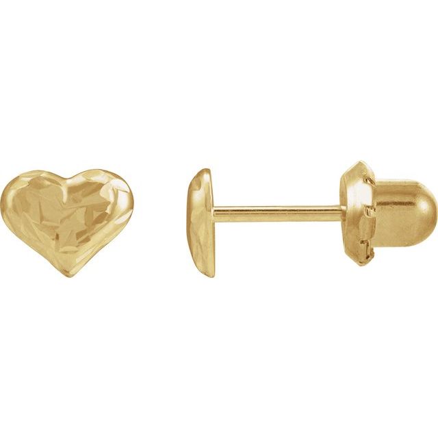 Diamond-Cut Heart Piercing Earrings