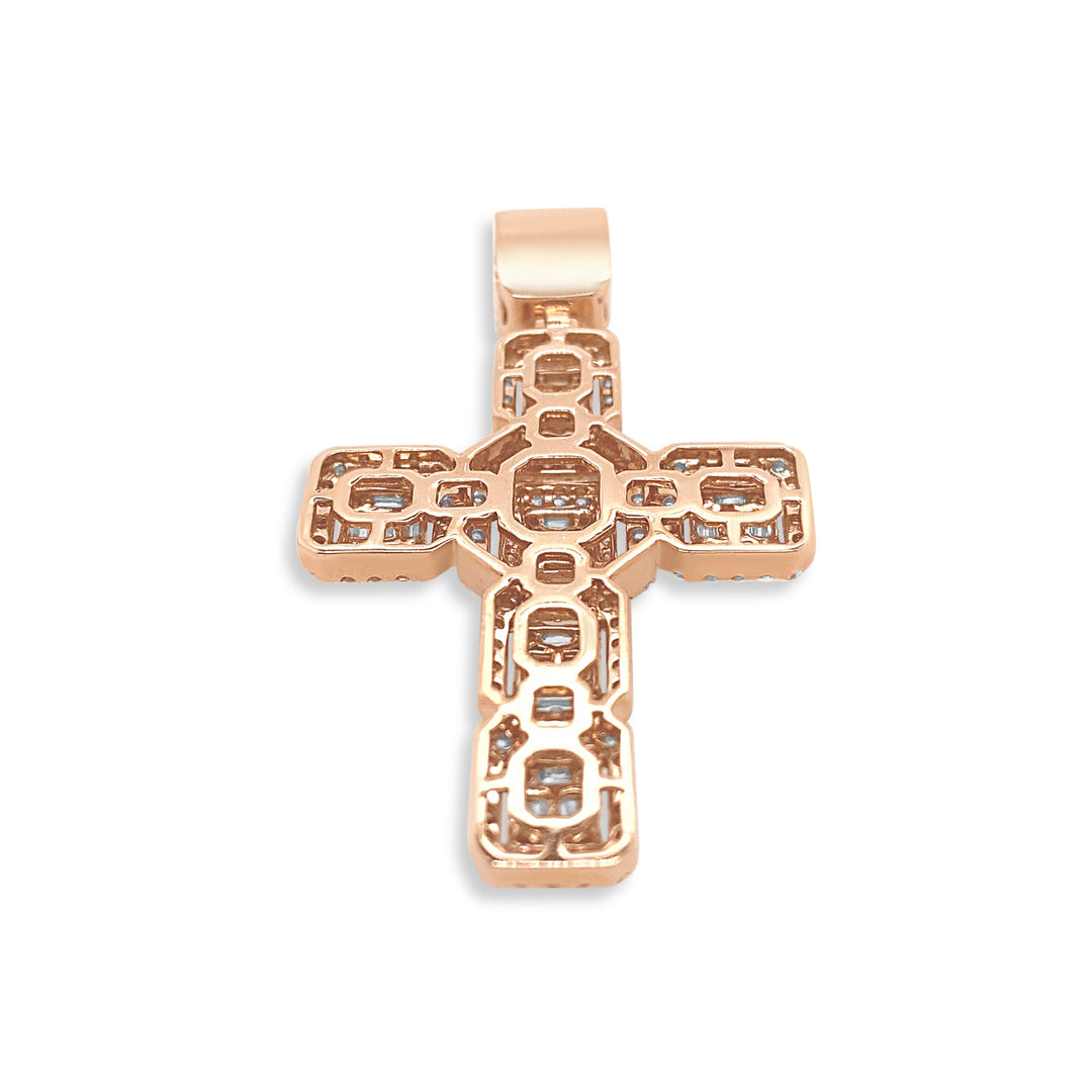 14K Rose Gold & Diamond Cross Pendant