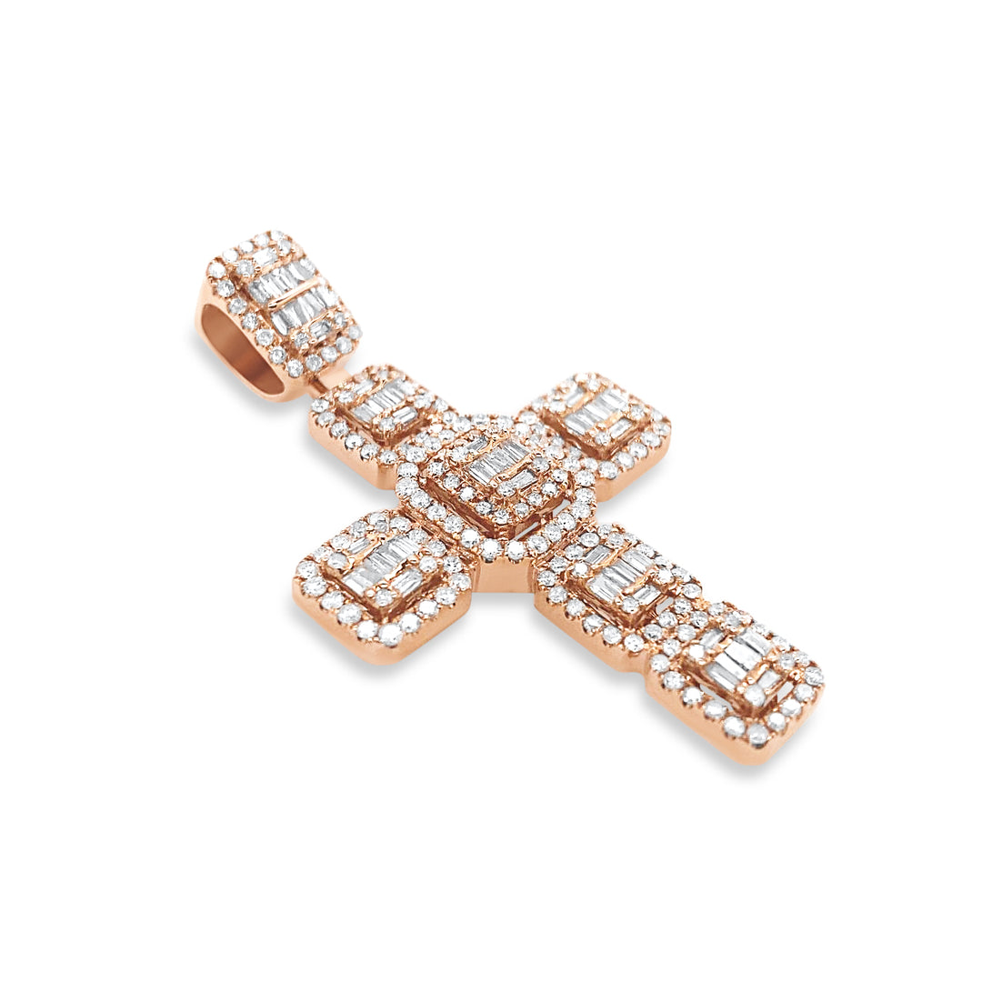 14K Rose Gold & Diamond Cross Pendant