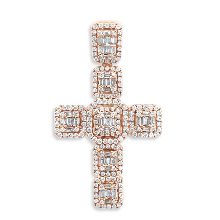 14K Rose Gold & Diamond Cross Pendant