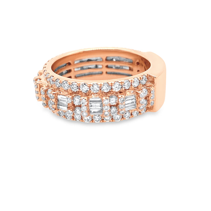 14K Rose Gold Diamond Baguette & Round Ring