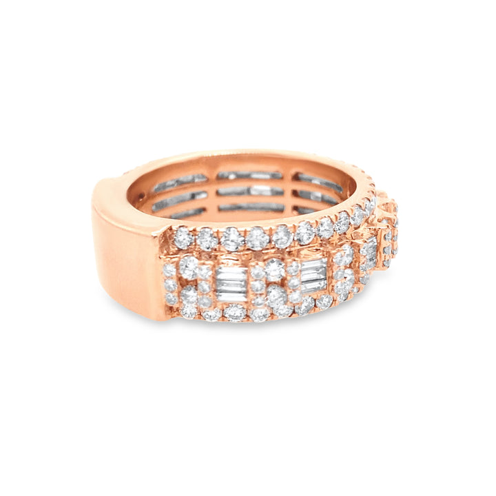 14K Rose Gold Diamond Baguette & Round Ring