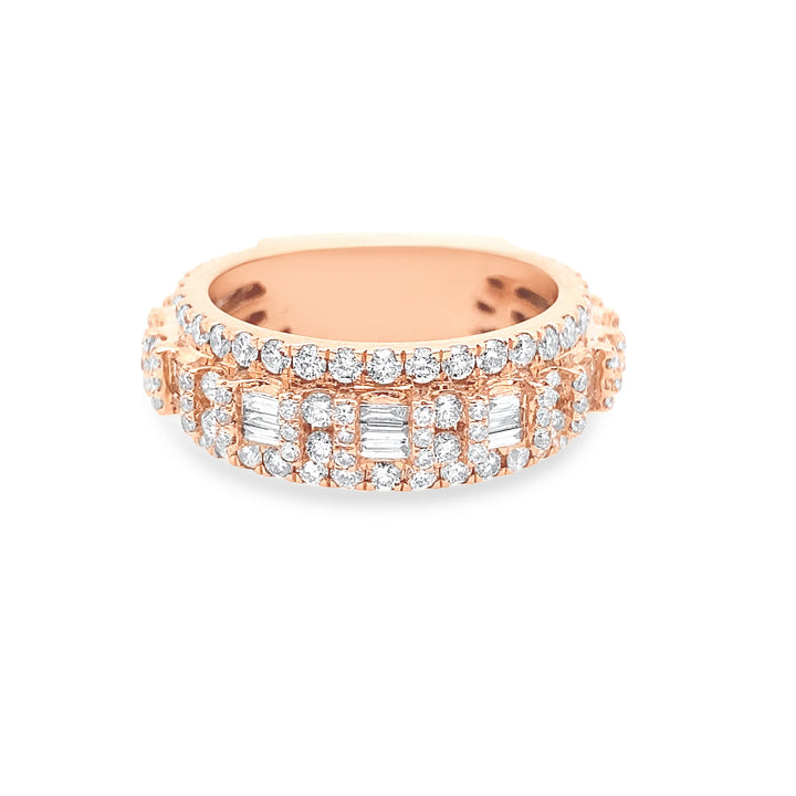 14K Rose Gold Diamond Baguette & Round Ring