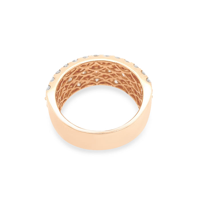 14K Rose Gold 3 Row Diamond Ring