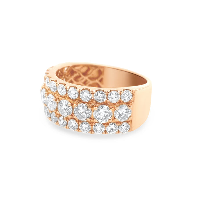 14K Rose Gold 3 Row Diamond Ring