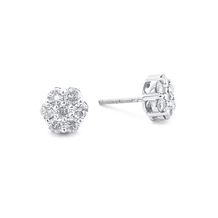 14K White Gold .98ctw Diamond Earrings