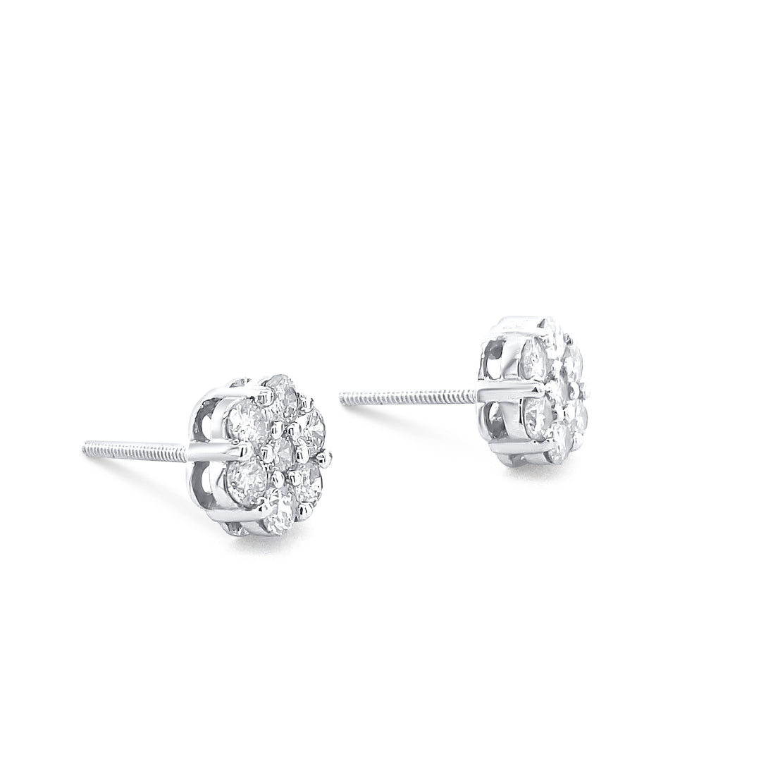 14K White Gold .98ctw Diamond Earrings