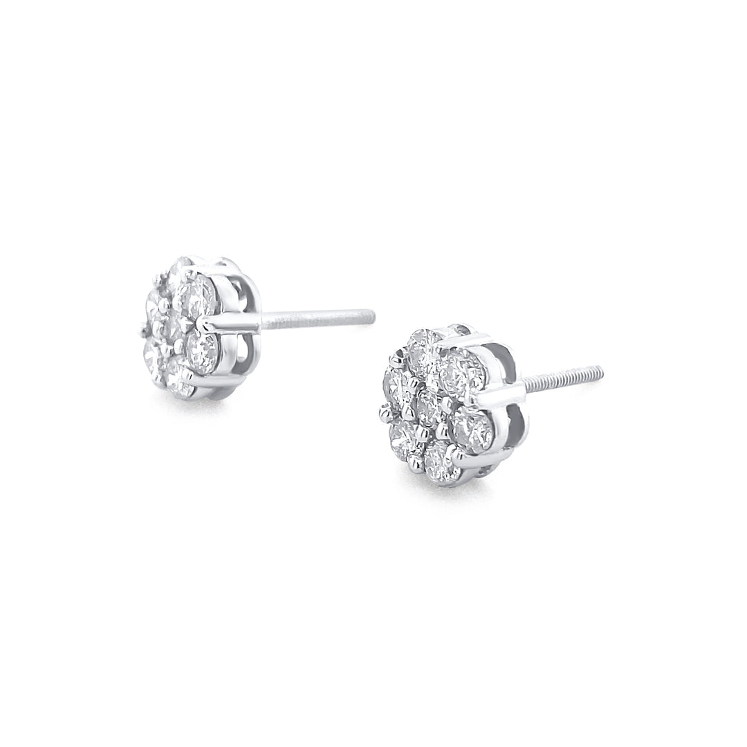 14K White Gold .98ctw Diamond Earrings