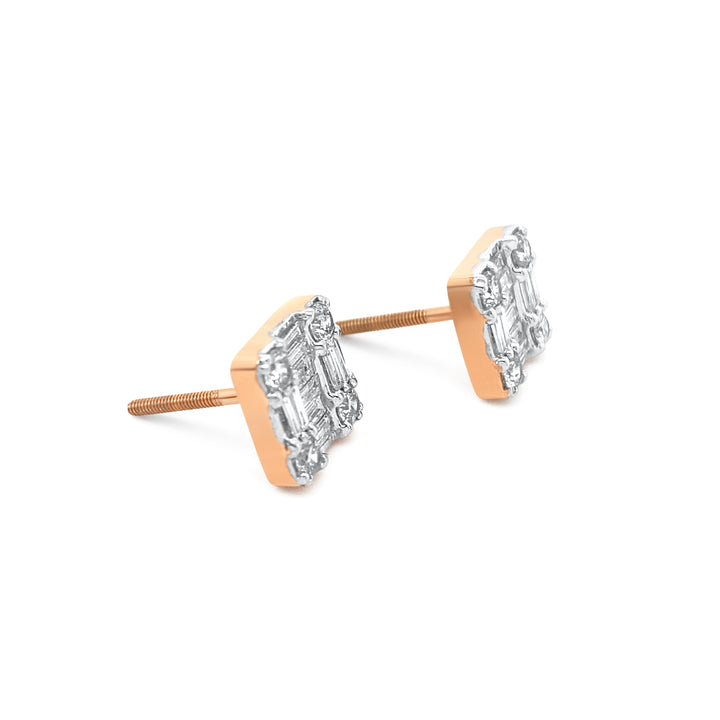 14K Rose Gold .75ctw Diamond Earrings