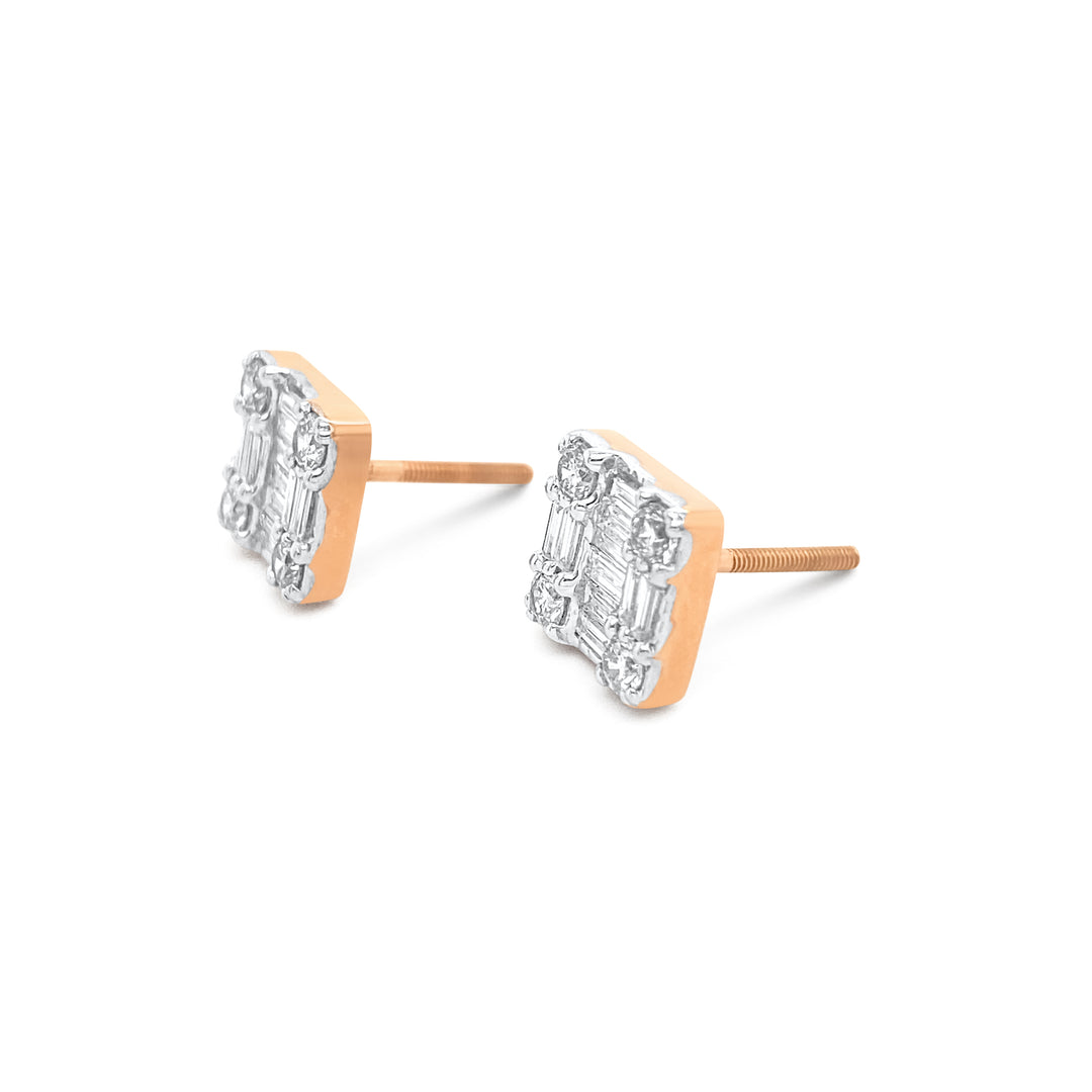 14K Rose Gold .75ctw Diamond Earrings