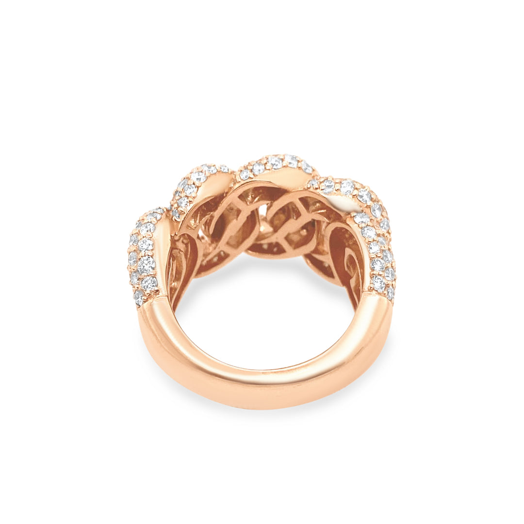 14K Rose Gold Diamond Cuban Ring