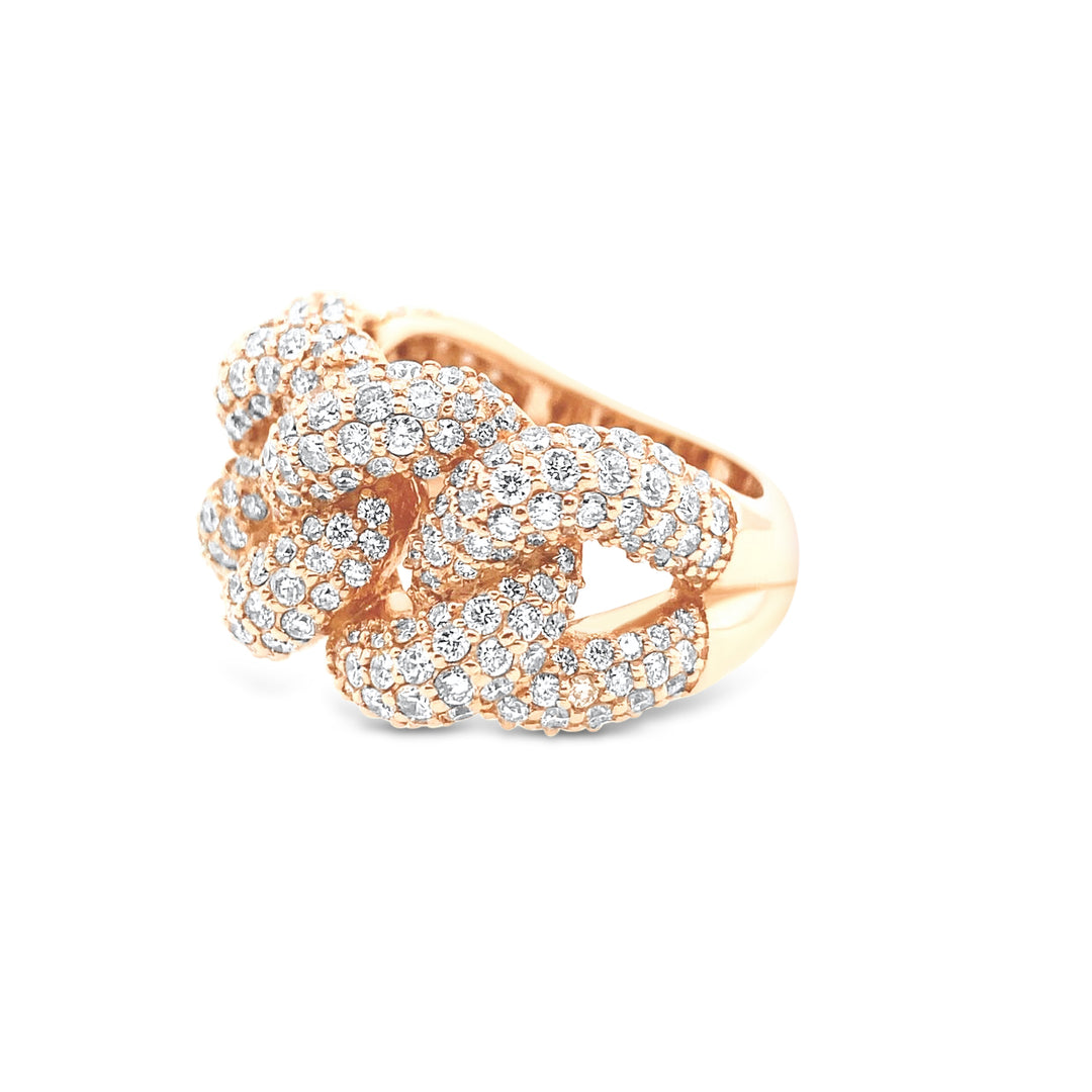 14K Rose Gold Diamond Cuban Ring