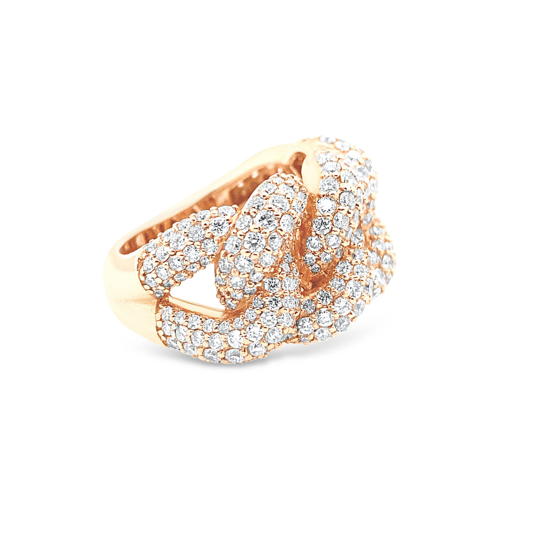 14K Rose Gold Diamond Cuban Ring