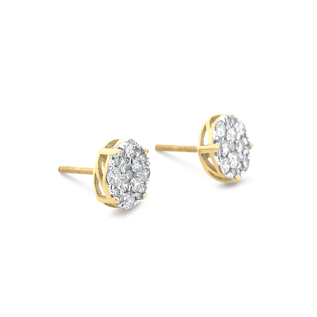 10K Yellow Gold .75ctw Diamond Earrings