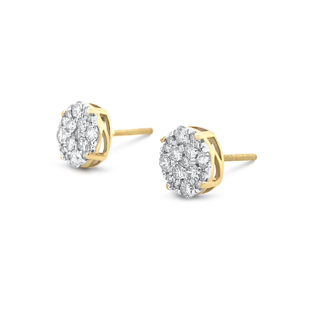 10K Yellow Gold .75ctw Diamond Earrings