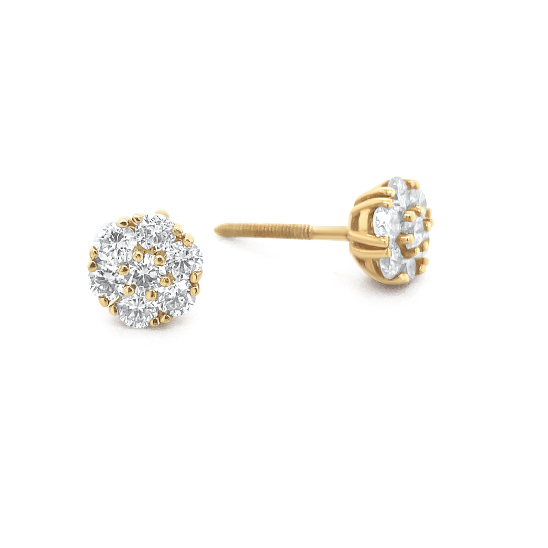 14K Yellow Gold .70ctw Diamond Earrings