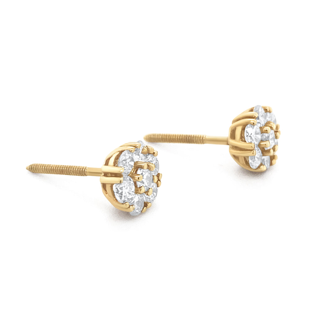 14K Yellow Gold .70ctw Diamond Earrings