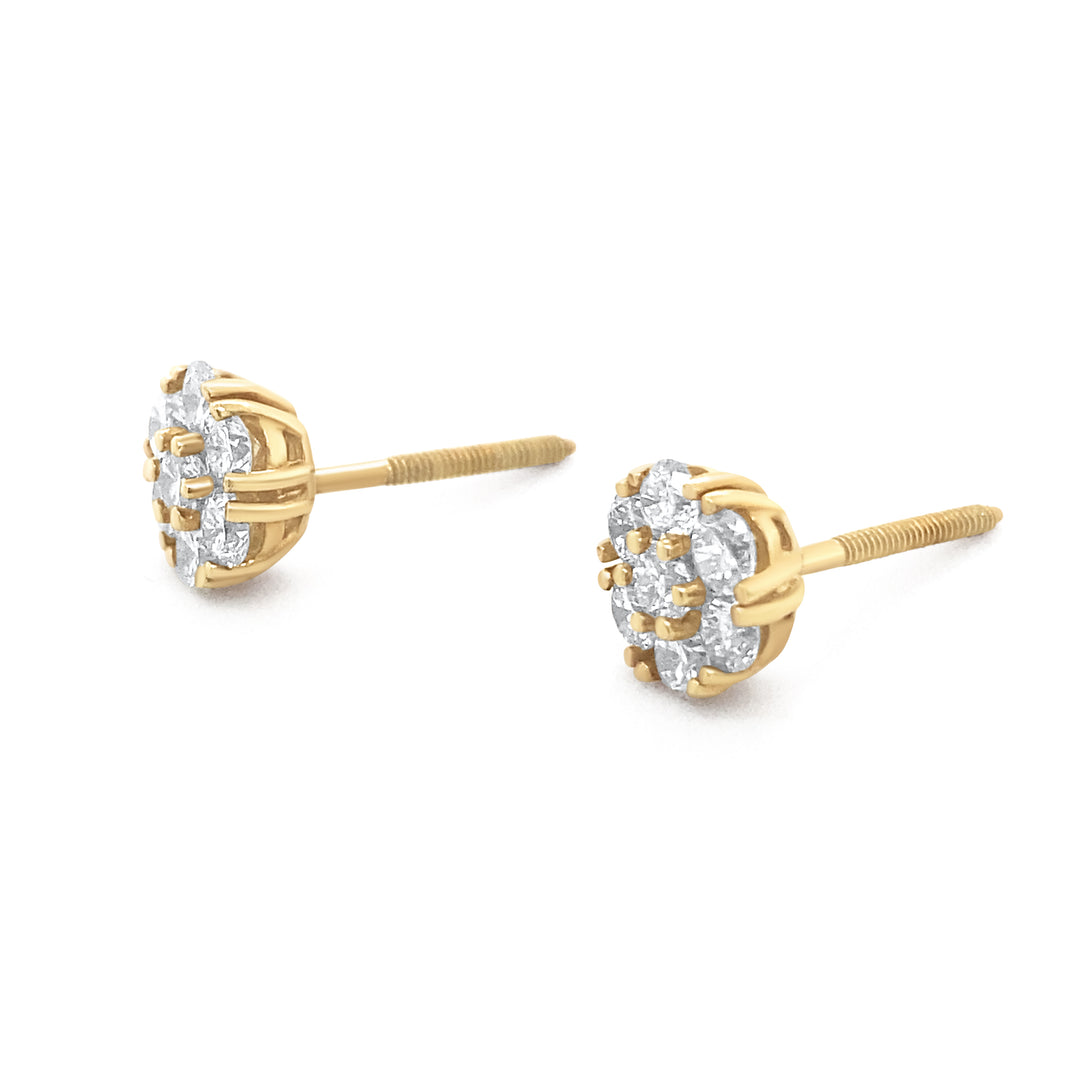 14K Yellow Gold .70ctw Diamond Earrings