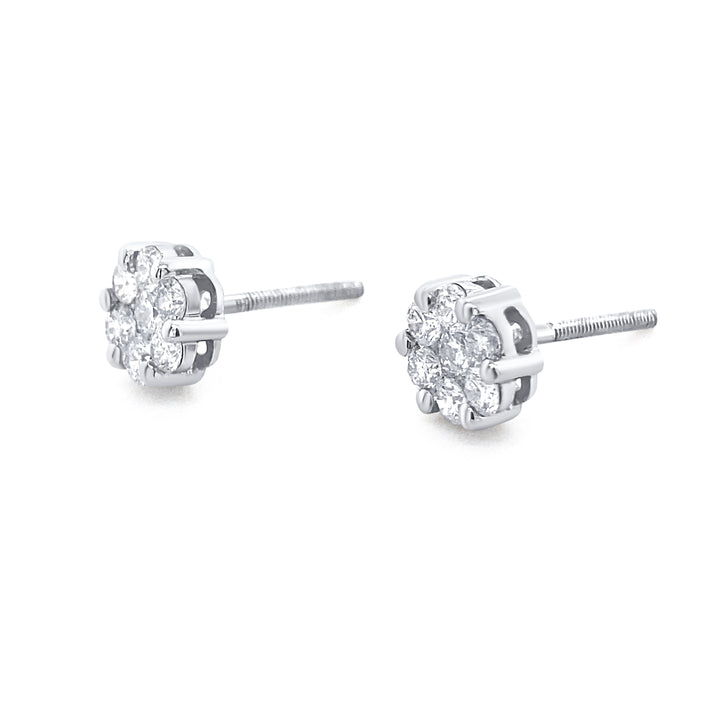 14K White Gold .75ctw Diamond Earrings