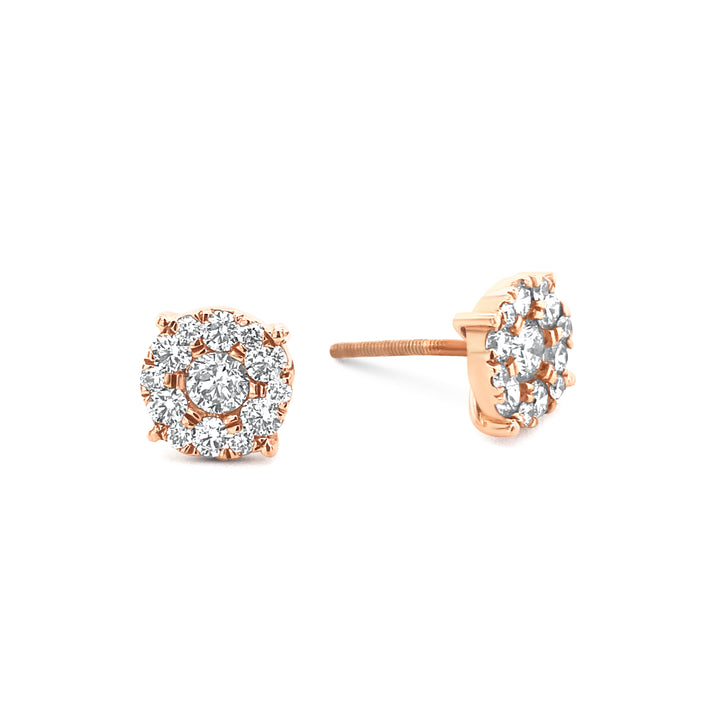 14K Rose Gold 1.00ctw Diamond Earrings