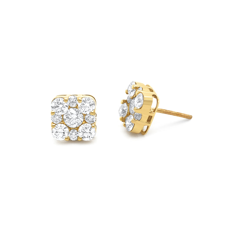 14K Yellow Gold 1.96ctw Diamond Earrings