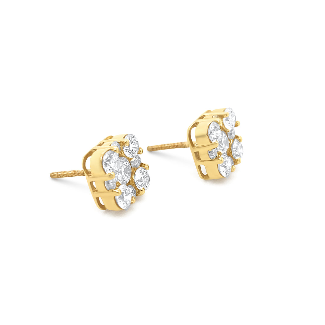 14K Yellow Gold 1.96ctw Diamond Earrings