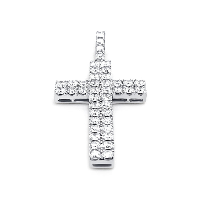 14K White Gold & Diamond Cross Pendant