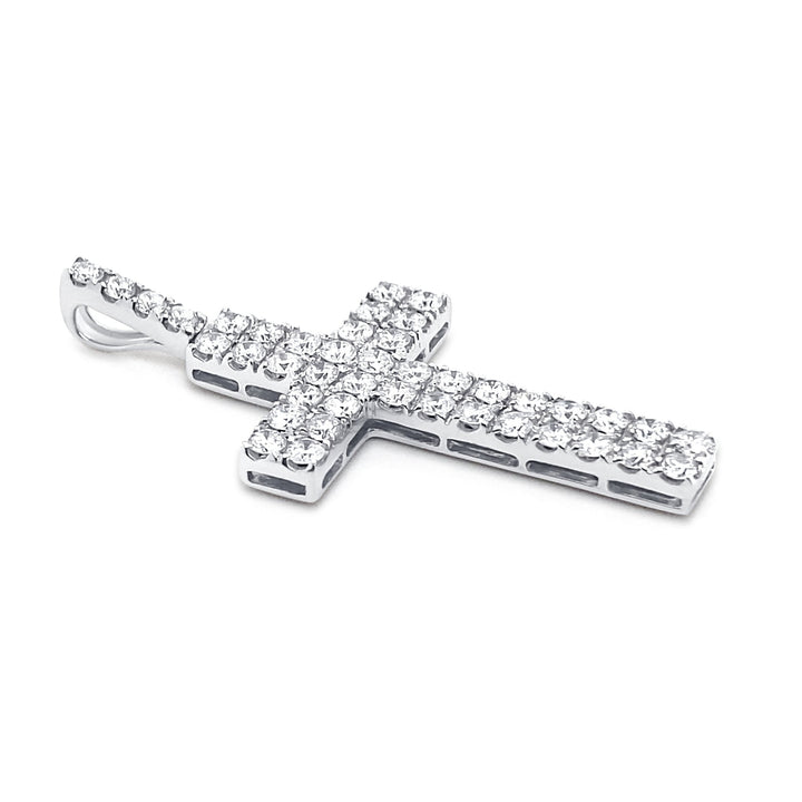 14K White Gold & Diamond Cross Pendant