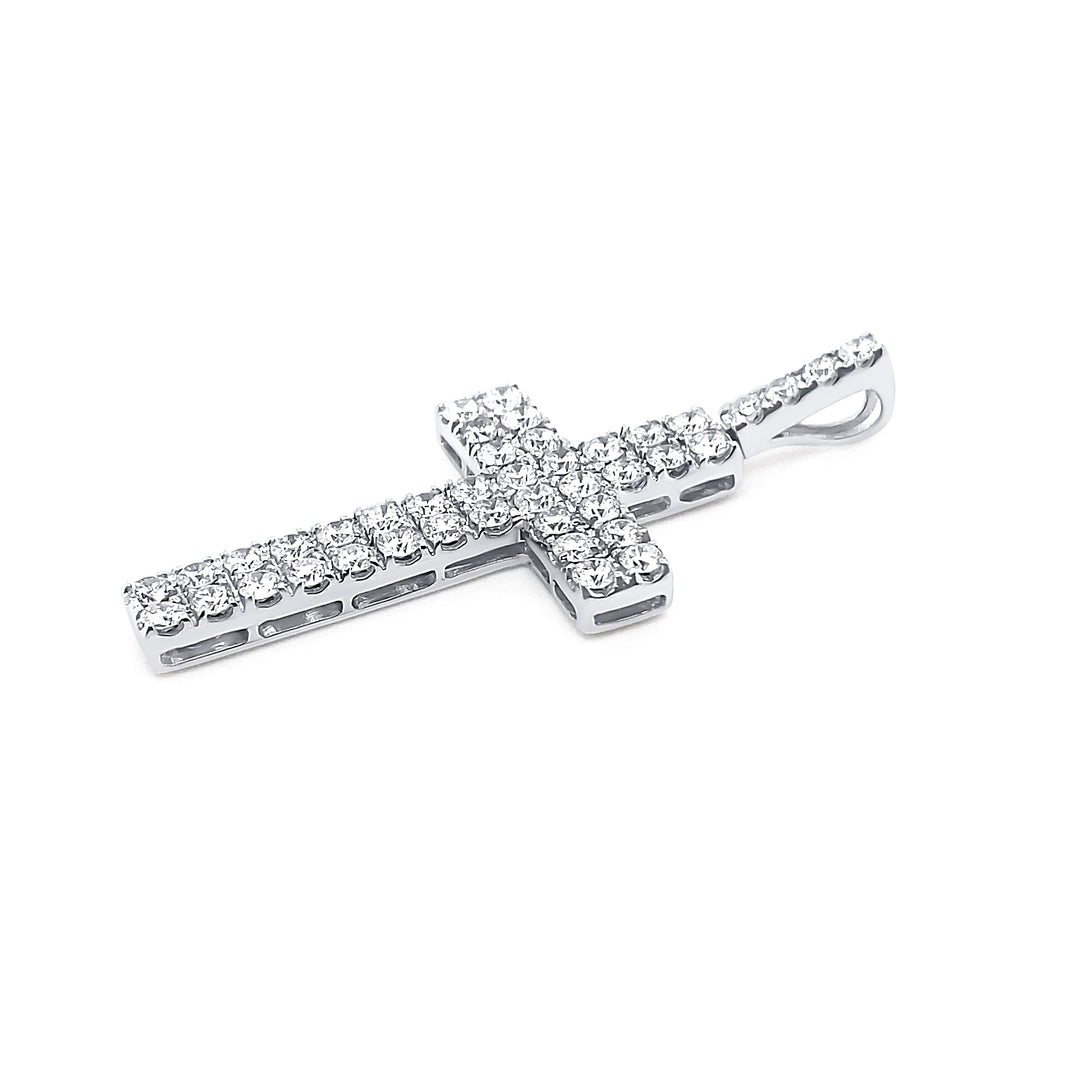 14K White Gold & Diamond Cross Pendant