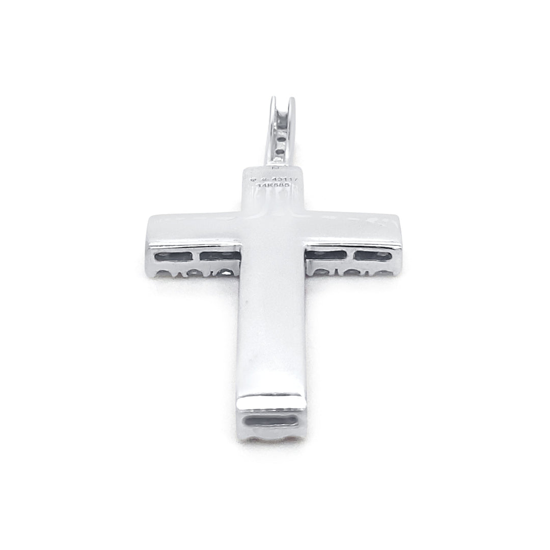 14K White Gold & Diamond Cross Pendant