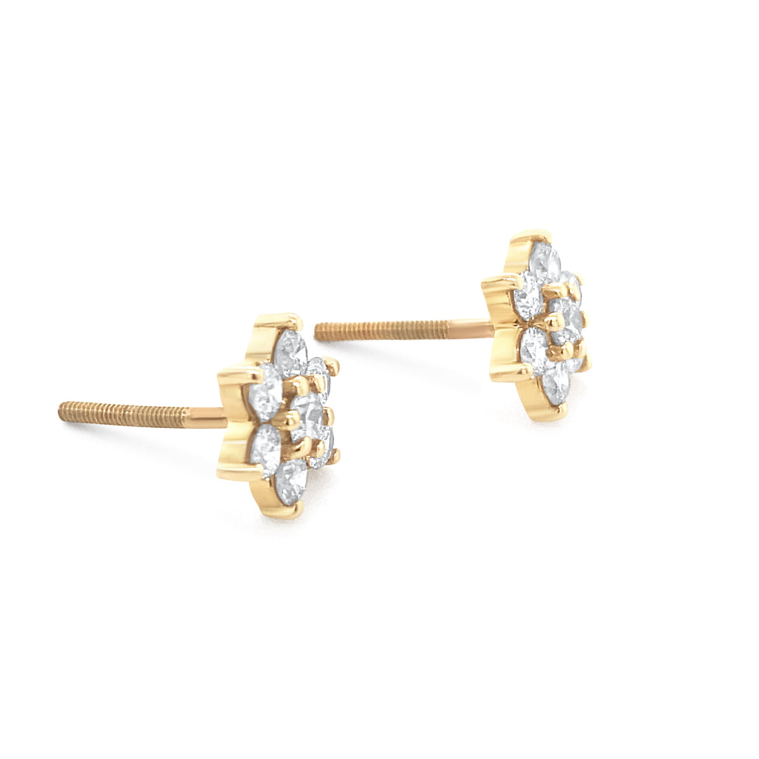 14K Yellow Gold .75ctw Diamond Earrings