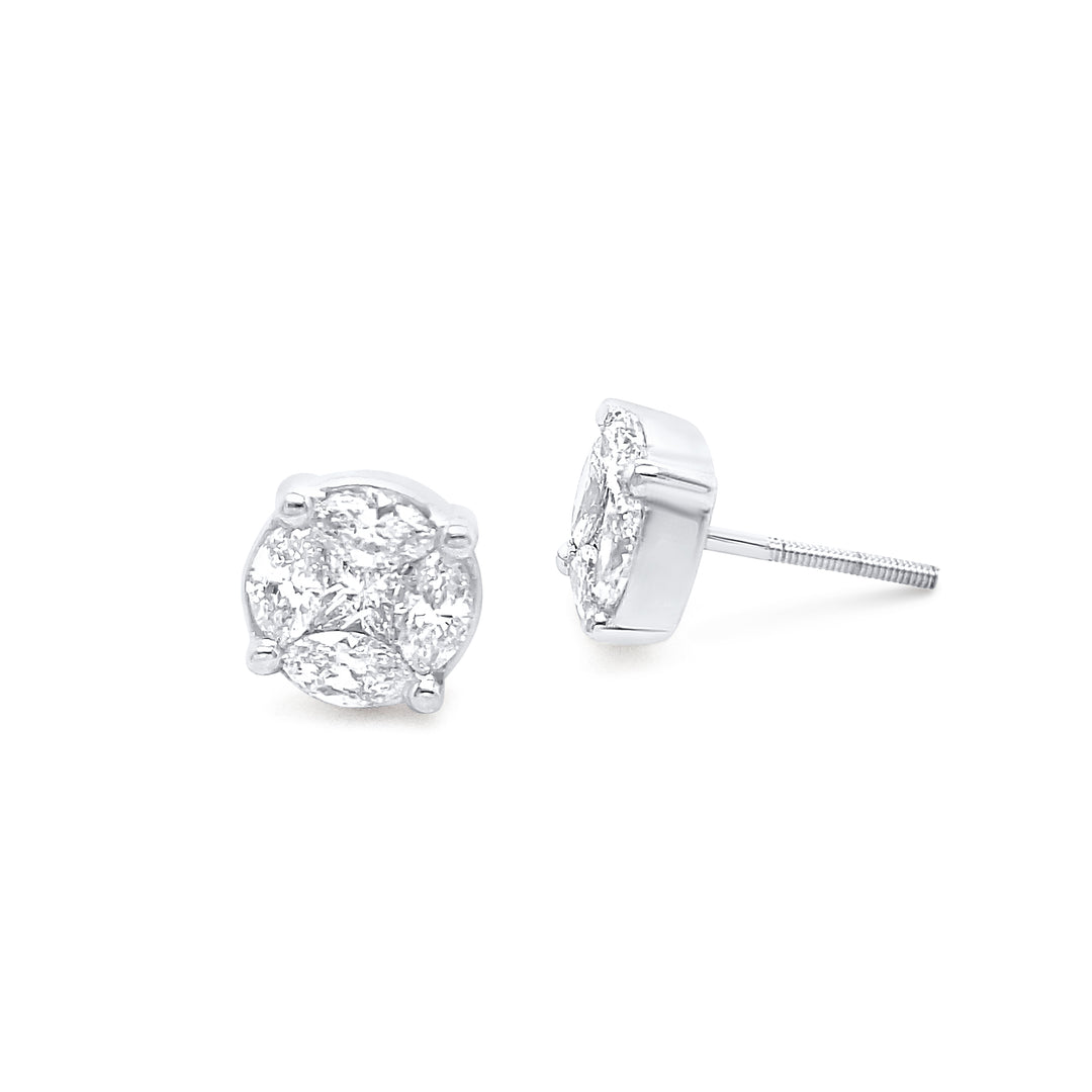 14K White Gold 1.46ctw Diamond Earrings